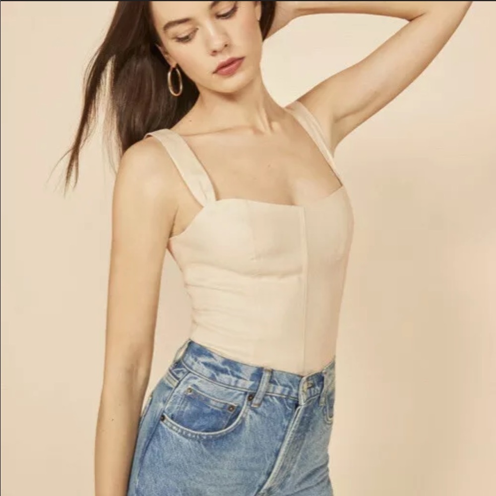 NWOT Reformation Natural Cream Linen Top US 2 - Picture 2 of 13